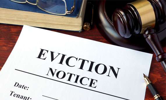 Eviction notice on a desk.