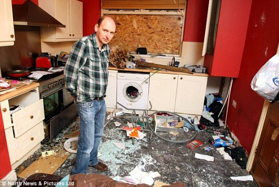 Kitchen in a mess caused by tenants