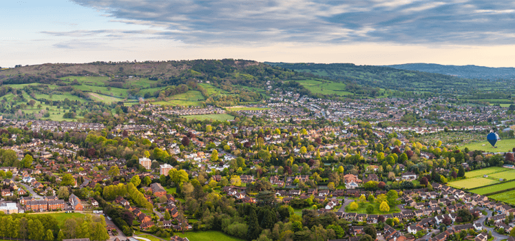 An aerial view of Cheltenham