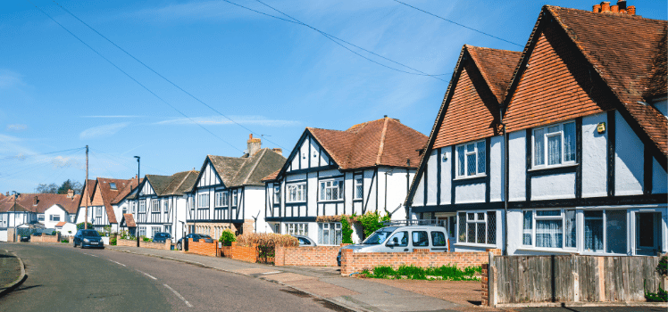 a row of houses in a UK street